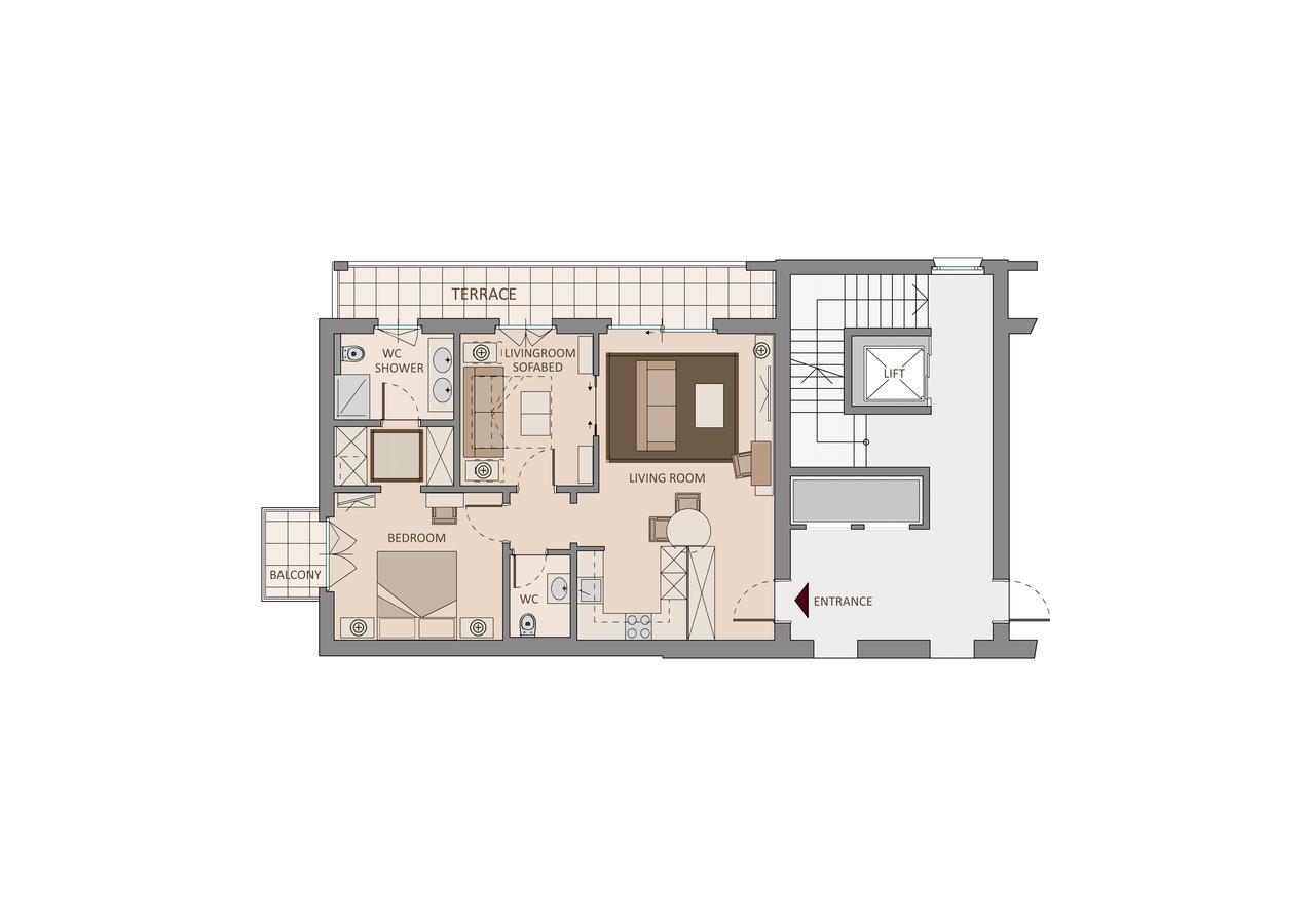 Apartment mit Balkon und Zugang zum Spa